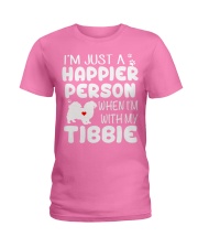 Happier Person Tibetan Spaniel Ladies T-Shirt tile