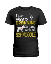 Drink Wine WIth My Schnoodle Ladies T-Shirt thumbnail