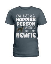 Happier Person Newfie Ladies T-Shirt front