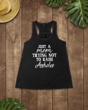 JUST A MOM TRYING NOT TO RAISE A HOLES Ladies Flowy Tank lifestyle-bellaflowy-tank-front-6