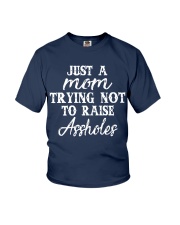 JUST A MOM TRYING NOT TO RAISE A HOLES Youth T-Shirt thumbnail