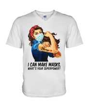 Quilter I can make masks whats your superpower V-Neck T-Shirt thumbnail