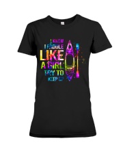 I know I paddle like a girl try to keep up Premium Fit Ladies Tee tile