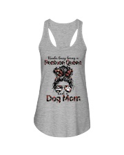 Kinda busy being a Pontoon Queen and a Dog Mom Messy Bun Hair Ladies Flowy Tank tile