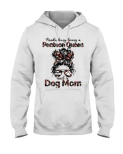 Kinda busy being a Pontoon Queen and a Dog Mom Messy Bun Hair Hooded Sweatshirt tile