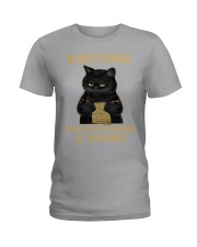 Knitting because murder is wrong Ladies T-Shirt tile