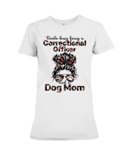 Kinda busy being a correctional officer and a messy bun hair dog mom Premium Fit Ladies Tee tile