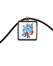 Blue flower Cord Rectangle Necklace thumbnail