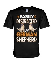 Easily Distracted by German Shepherd V-Neck T-Shirt tile