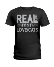 REAL MAN LOVE CATS Ladies T-Shirt tile