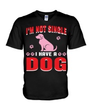 I AM NOT SINGLE I HAVE A DOG V-Neck T-Shirt tile
