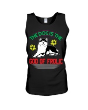 THE DOG IS THE GOD OF FROLIC Unisex Tank tile