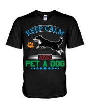 KEEP CALM AND PET A DOG V-Neck T-Shirt tile