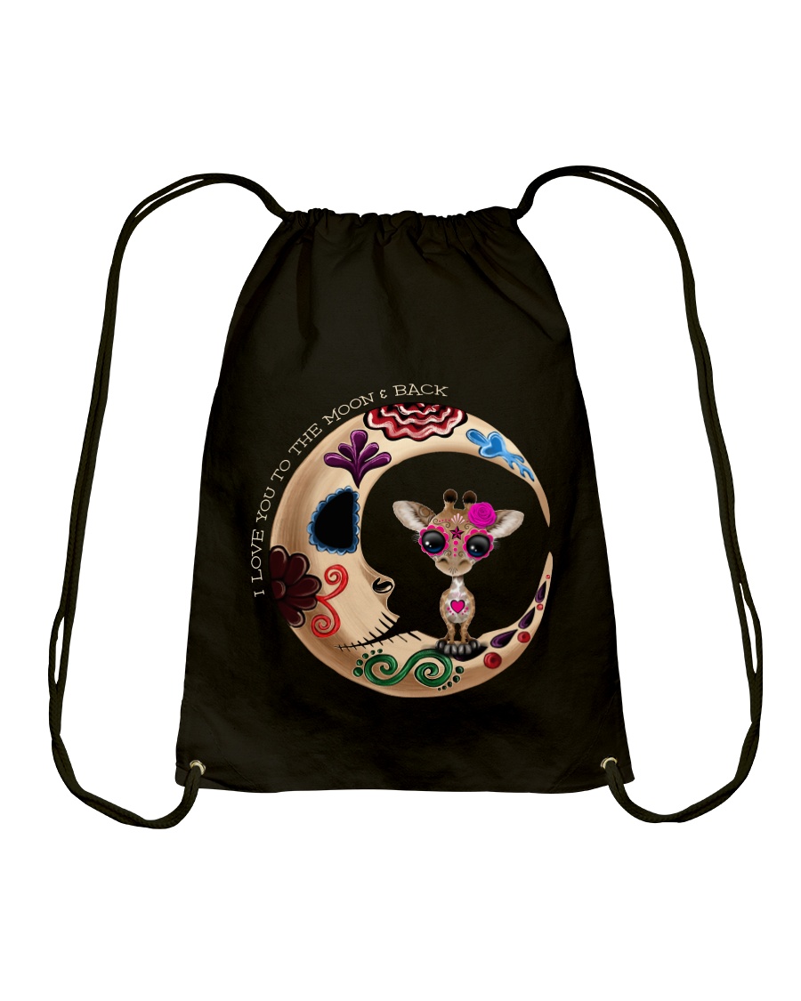 GIRAFFE LOVE YOU TO THE MOON AND BACK Drawstring Bag