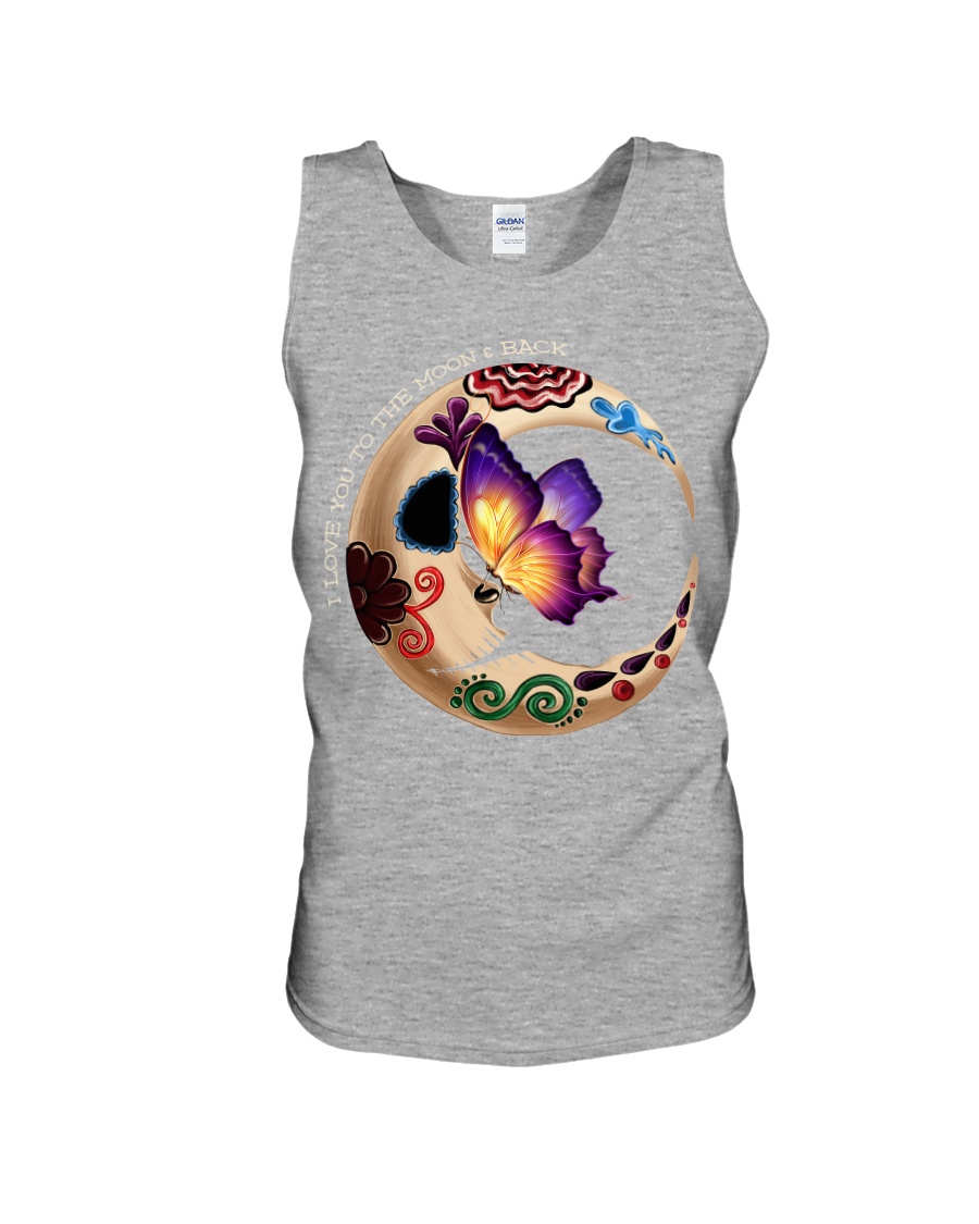 I LOVE BUTTERFLY TO THE MOON AND BACK Unisex Tank