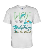 I LOVE DOLPHINS V-Neck T-Shirt thumbnail