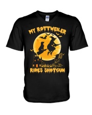 MY ROTTWEILER RIDES SHOTGUN V-Neck T-Shirt thumbnail