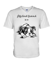 MY BEST FRIEND IS A BOSTON TERRIER V-Neck T-Shirt thumbnail