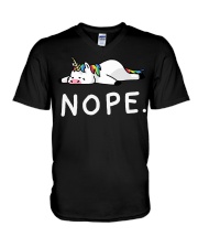 Nope Not Today Shirt Funny Lazy Unicorn V-Neck T-Shirt thumbnail