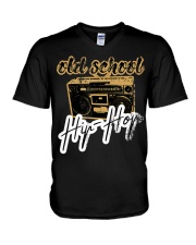 Old School Hip-Hop with Retro Radio Ghettobla V-Neck T-Shirt thumbnail