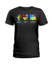 Peace Love Autism Awareness Long Sleeve Ladies T-Shirt thumbnail