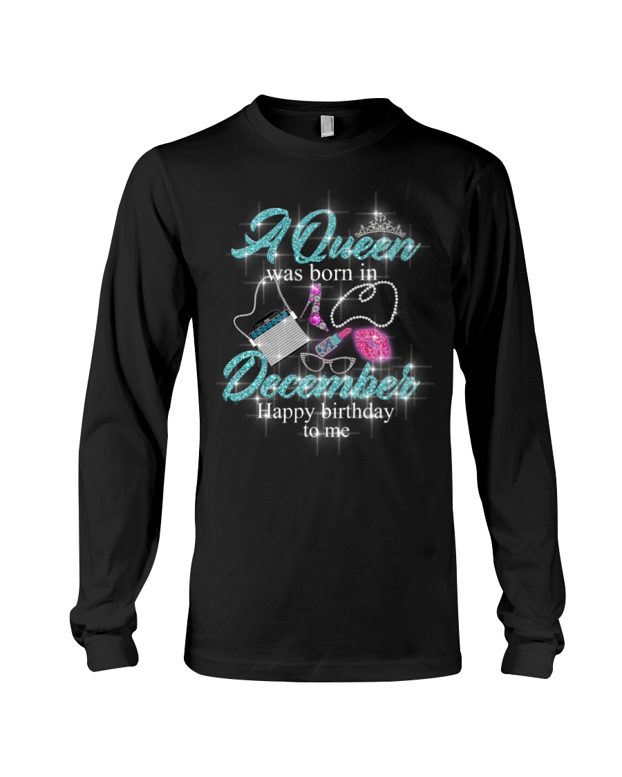 a queen was born in December 1-blue-12- Long Sleeve Tee