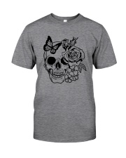 Skull Roses Flowers Butterfly Grin Death Love Classic T-Shirt tile