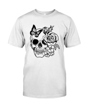 Skull Roses Flowers Butterfly Grin Death Love Classic T-Shirt front