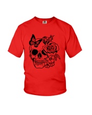 Skull Roses Flowers Butterfly Grin Death Love Youth T-Shirt tile