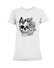 Skull Roses Flowers Butterfly Grin Death Love Premium Fit Ladies Tee tile