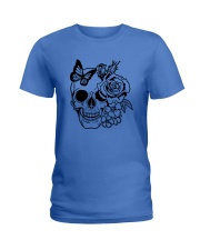 Skull Roses Flowers Butterfly Grin Death Love Ladies T-Shirt tile