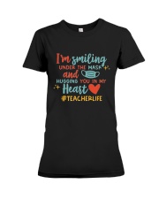 I'm Smiling Under The Mask And Hugging Premium Fit Ladies Tee tile