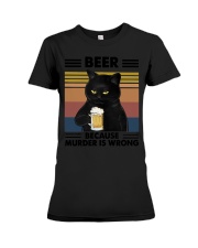 Funny Black Beer Because Murder Is Wrong Premium Fit Ladies Tee thumbnail