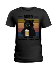Funny Black Beer Because Murder Is Wrong Ladies T-Shirt thumbnail