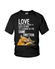 love is not looking at each other it's looking in Youth T-Shirt tile