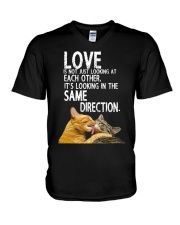 love is not looking at each other it's looking in V-Neck T-Shirt tile