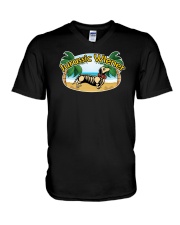 jurassic wiener V-Neck T-Shirt tile