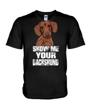 show me your dachshund V-Neck T-Shirt tile