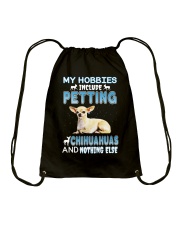 my hobbies include petting chihuahuas and nothing Drawstring Bag tile