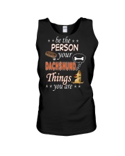 be the person your dachshund things you are Unisex Tank tile