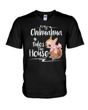 my chihuahua rules the house V-Neck T-Shirt tile