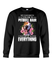 my favori're color is pitbull hair i wear it with Crewneck Sweatshirt tile