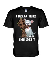 i kissed a pitbull and i liked it V-Neck T-Shirt tile
