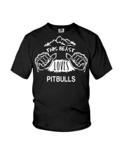 this beast loves pitbulls Youth T-Shirt tile
