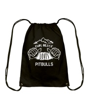 this beast loves pitbulls Drawstring Bag tile