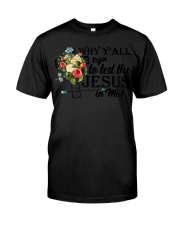 why y'all tryan to lest the jesus in me Premium Fit Mens Tee tile