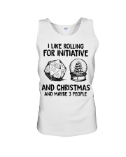 I like rolling for initiative and Christmas and maybe 3 people Unisex Tank tile