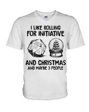 I like rolling for initiative and Christmas and maybe 3 people V-Neck T-Shirt tile