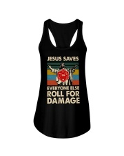 Jesus saves everyone else roll for damage Ladies Flowy Tank tile