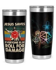 Jesus saves everyone else roll for damage 20oz Tumbler front